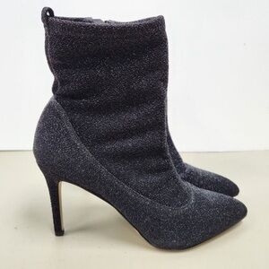 Sam Edelman Elegant Black Glitter Ankle Boots Sz 9